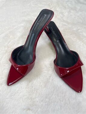 NWOB Tony Bianco Women's Burgundy Patent Pointed Slide Heels, stiletto